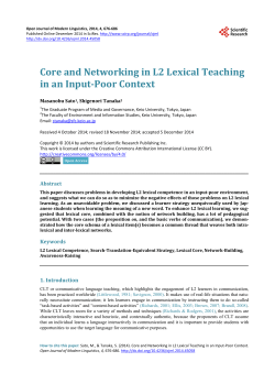 Core and Networking in L2 Lexical Teaching in an Input
