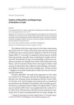 Outline of Mesolithic and Beginnings of Neolithic in India