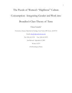 A recurrent puzzle in the sociological study of culture consumption