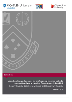 A unit outline and content for professional learning units to support