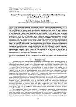 Kenya`s Programmatic Response to the Utilization of Family