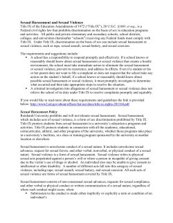 Sexual Harassment and Sexual Violence