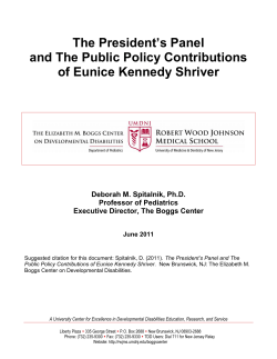 The President`s Panel and The Public Policy Contributions of Eunice