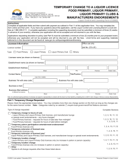 Temporary Change to a Liquor Licence