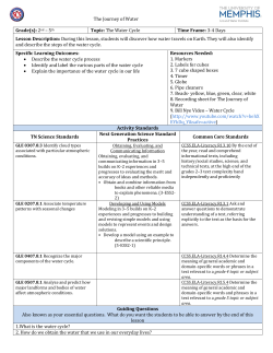 The Journey of Water Grade(s): 2nd – 5th Topic: The Water Cycle