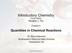Chapter 8 Quantities in Chemical Reactions