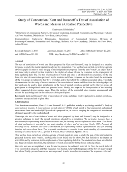 Study of Connotation: Kent and Rosanoff`s Test of Association of
