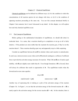 Chapter 15 &ndash; Chemical Equilibrium