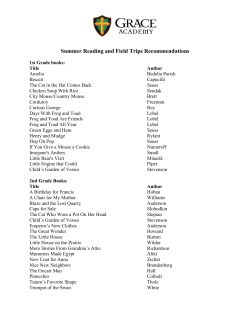 Summer Reading and Field Trips Recommendations