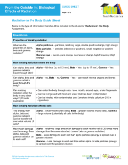 Radiation in the Body Guide Sheet