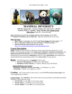 DIVERSITY AND CONSERVATION OF MAMMALS