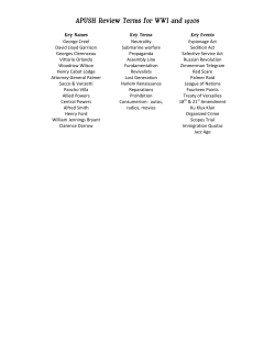APUSH Review Terms for WWI and 1920s