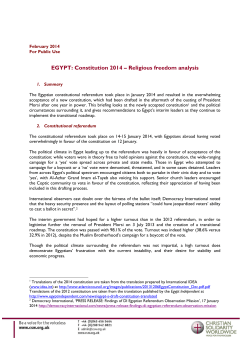 EGYPT: Constitution 2014 &ndash; Religious freedom analysis