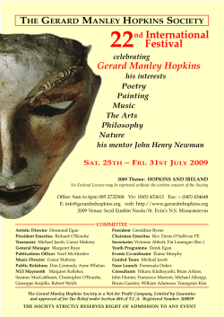 2009 summer - Gerard Manley Hopkins Festival