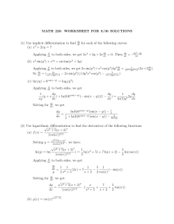 MATH 220: WORKSHEET FOR 9/30 SOLUTIONS (1) Use implicit