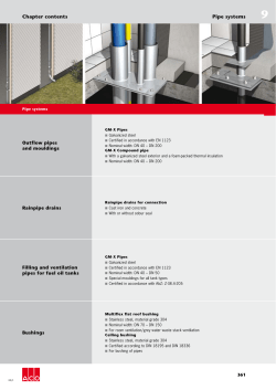 Outflow pipes and mouldings Rainpipe drains Filling and ventilation