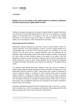 Briefing note on the setting of the capital buffers