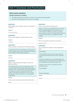 Unit 7: Grammar and Punctuation