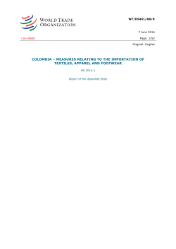 COLOMBIA &ndash; MEASURES RELATING TO THE IMPORTATION OF