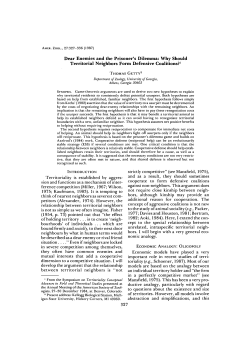 Dear Enemies and the Prisoner`s Dilemma: Why Should Territorial