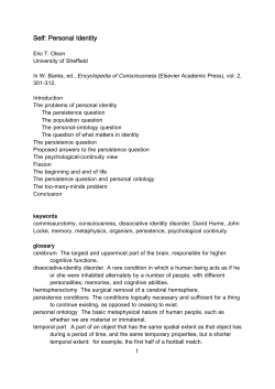 Self: Personal Identity - The University of Sheffield