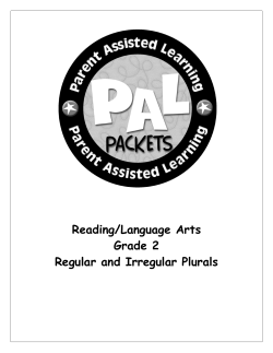 National PAL ENI RG2 Regular and Irregular Plurals