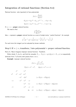 Integration of rational functions (Section 8.4)