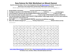 Easy Science for Kids Worksheet on Mount Everest