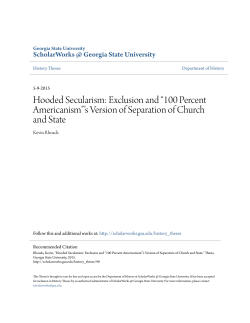 Hooded Secularism: Exclusion and &ldquo;100 Percent Americanism&rdquo;`s