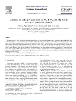 Synthesis of LaB6 powders from La2O3, B2O3 and Mg blends via a