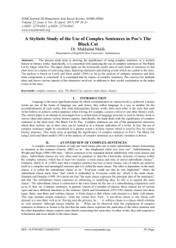 A Stylistic Study of the Use of Complex Sentences in Poe`s The