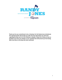Official Volunteer Packet - Randy Jones Invitational