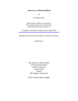 Answer to a Poisoned Book - The Center for Thomas More Studies