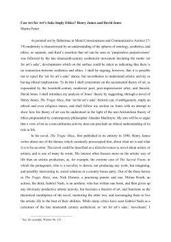Can Art for Art`s Sake Imply Ethics? Henry James and David Jones