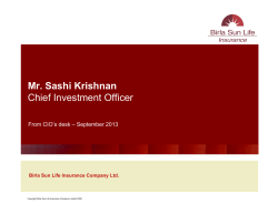 Mr. Sashi Krishnan Chief Investment Officer