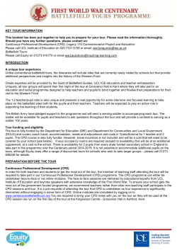 KEY TOUR INFORMATION This booklet has been put