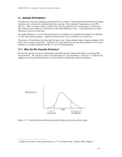 11. GRADE EFFICIENCY 11.1 Why Do We Classify Particles?