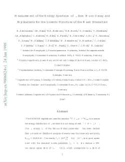 Measurement of the energy spectrum of\ nu_e from muon decay and