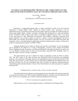 Impact of demographic trends on the achievement of the Millennium