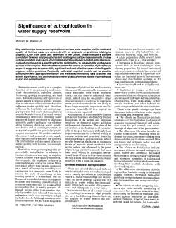 Significance of eutrophication in water supply reservoirs