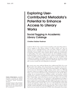 Contributed Metadata`s Potential to Enhance Access to Literary Works