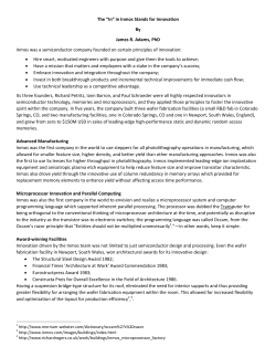 The &ldquo;In&rdquo; in Inmos Stands for Innovation By James R. Adams, PhD