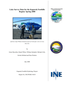 Lake survey data for the Kuparuk foothills region: Spring 2008