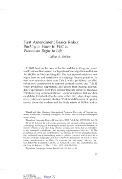 First Amendment Basics Redux: Buckley v. Valeo to