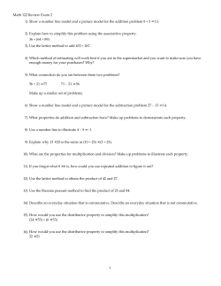 Math 122 Review Exam 2 1) Show a number line model and a