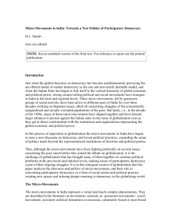 Micro-Movements in India - Centre for Human Settlements