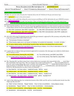 final examination review quiz #2 ~ answer key