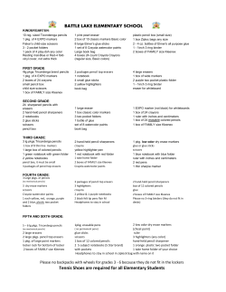 School Supply List - Battle Lake Public School