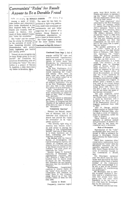 Communists` Rules` for Revolt Appear to Be a Durable Fraud