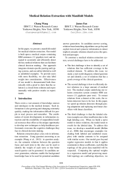 Medical Relation Extraction with Manifold Models